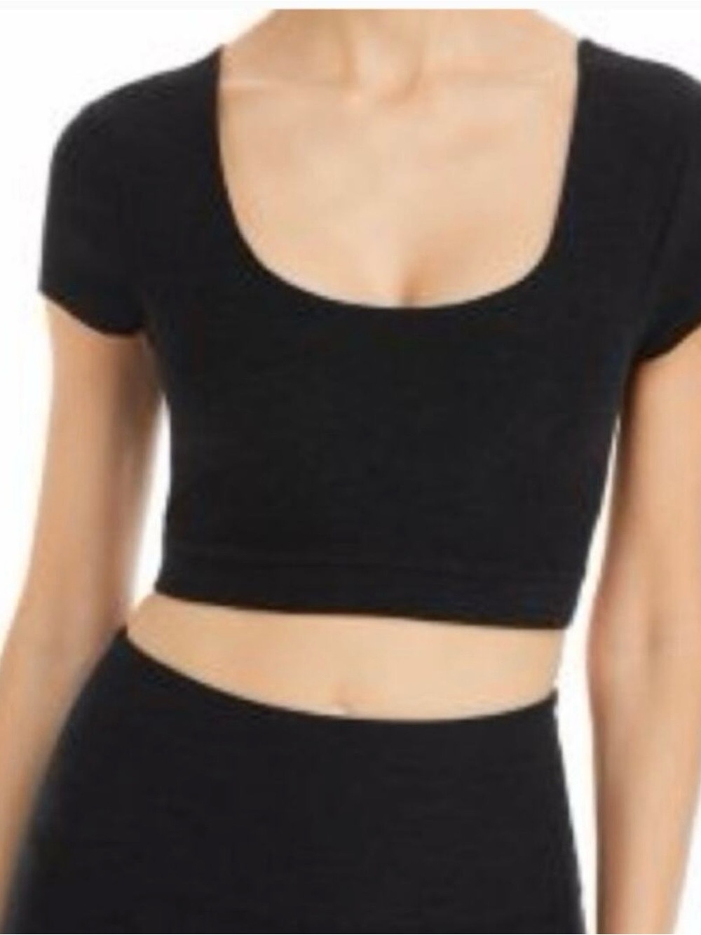 Beyond Yoga Black Scoop Neck Short Sleeve Crop Top